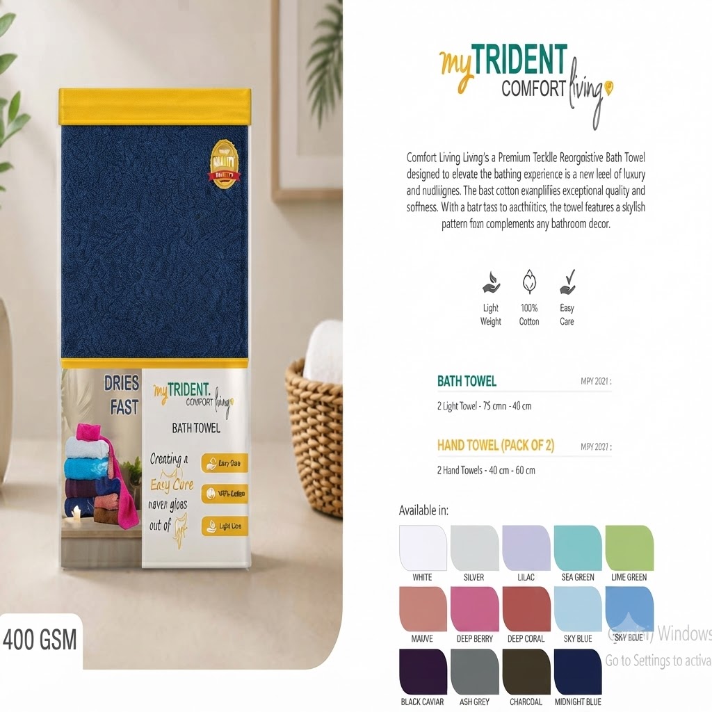 COMFORT LIVING ,400 GSM - SET OF - 3 (BATH -1) (HAND TOWEL -2)