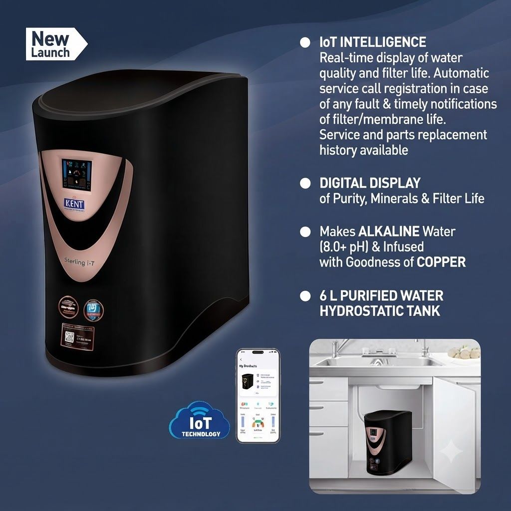 KENT Sterling IoT Powered Under-the-Counter RO Water Purifier with Built-in Hydrostatic Tank